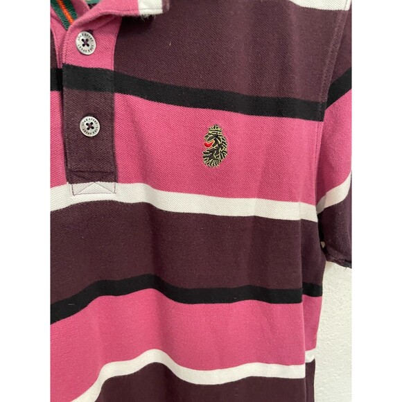 Luke Sport Men’s Polo Shirt Size L Red Pink Stripe Short Sleeve Preppy Rugby Y2k - Picture 2 of 7